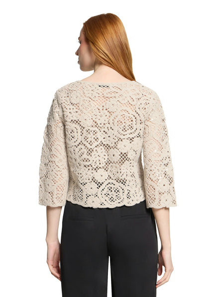 Strickpullover Kurz 3/4 Arm Light Beige Bild 4