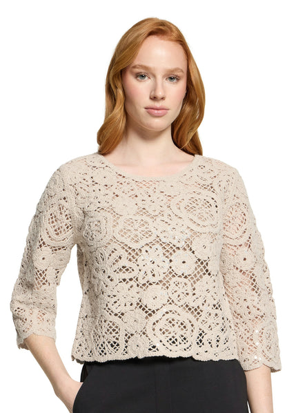 Strickpullover Kurz 3/4 Arm Light Beige Bild 6