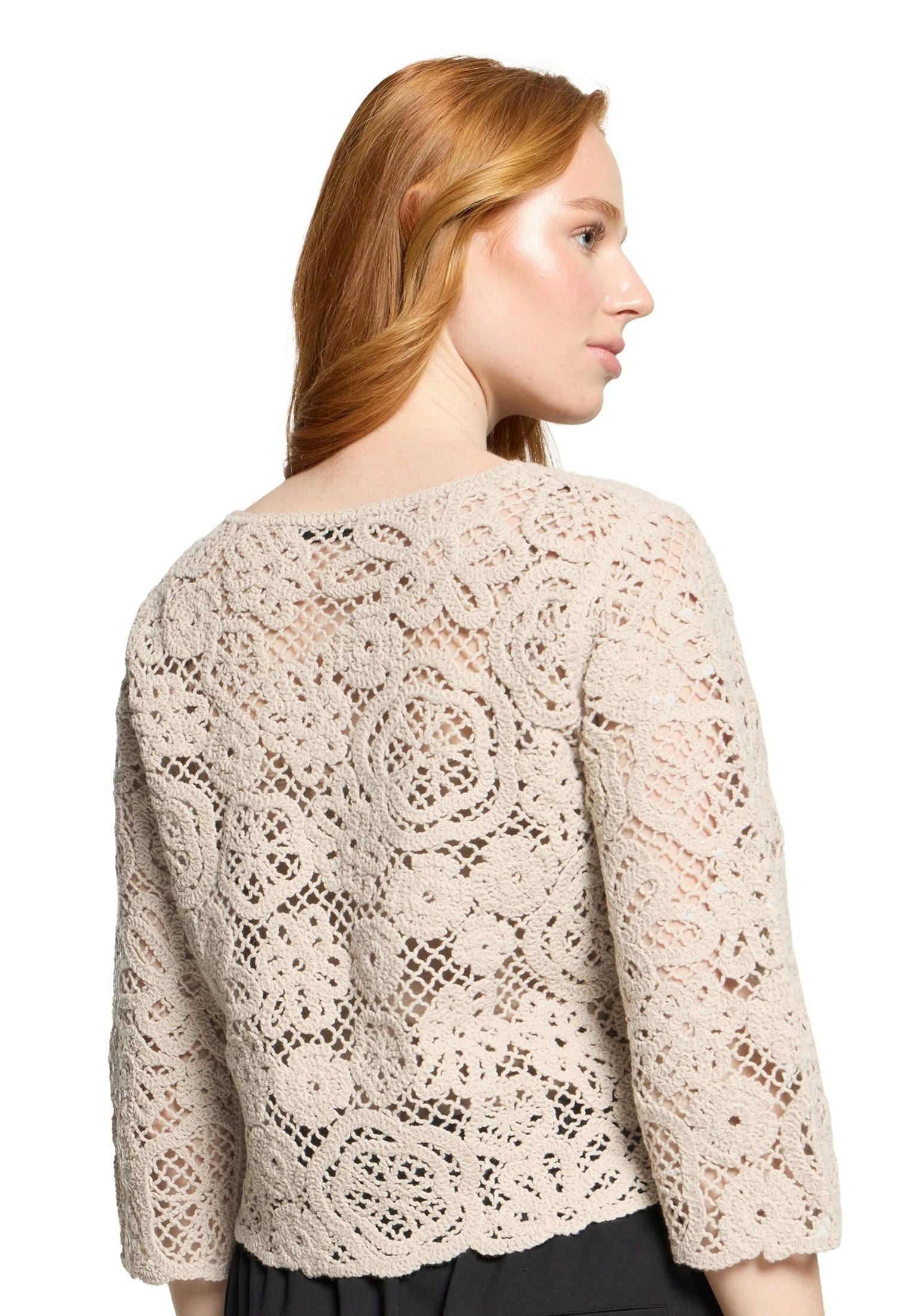Strickpullover Kurz 3/4 Arm Light Beige Bild 7