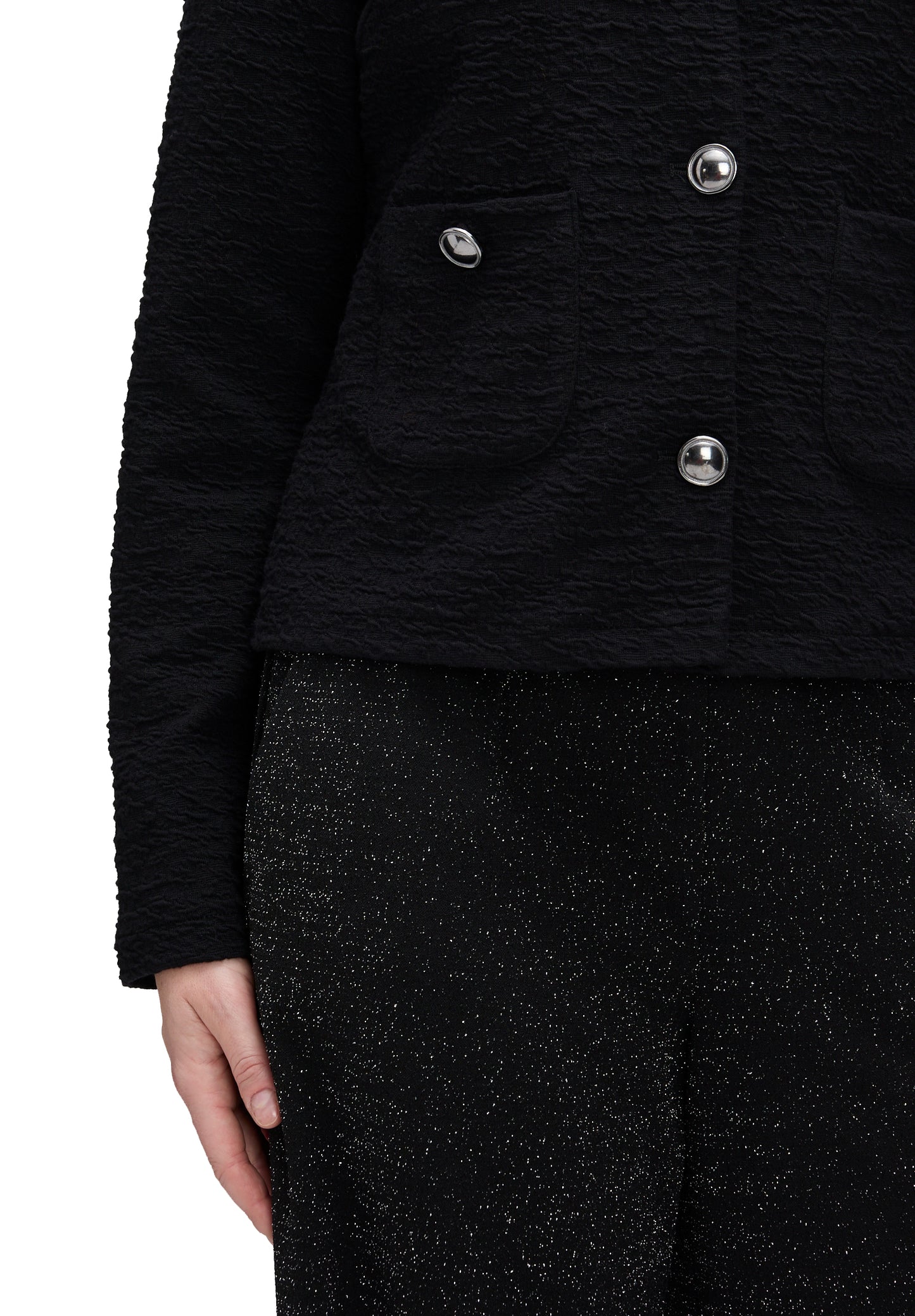 Sweat Jacke Kurz 1/1 Arm Black Bild 7
