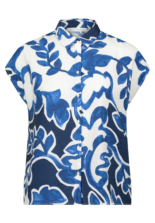 Bluse Kurz 1/2 Arm Cream/Dark Blue Bild 1