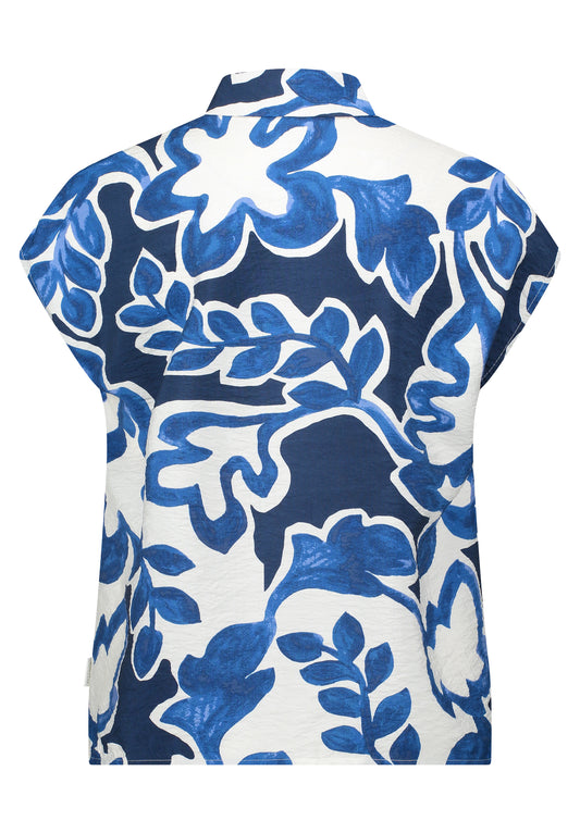 Bluse Kurz 1/2 Arm Cream/Dark Blue Bild 2