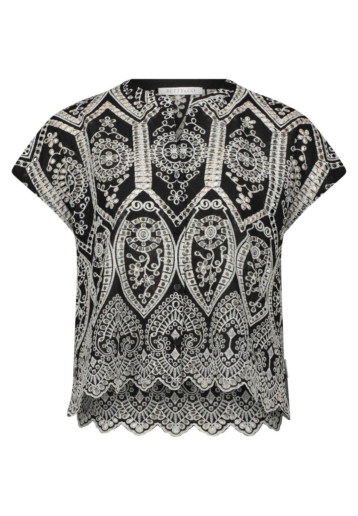 Bluse Kurz 1/2 Arm Black/Cream Bild 1
