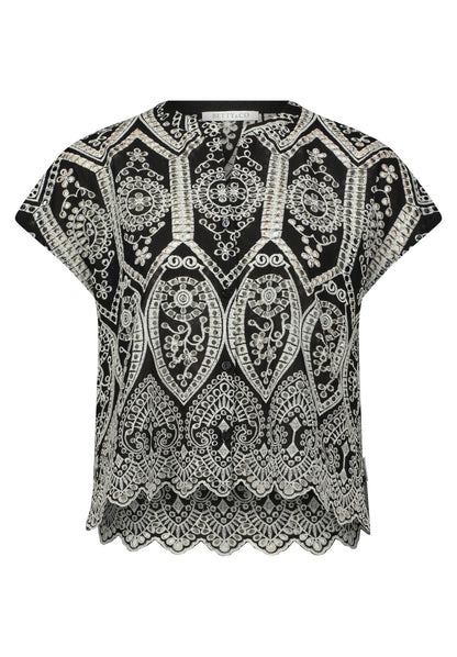 Bluse Kurz 1/2 Arm Black/Cream Bild 1