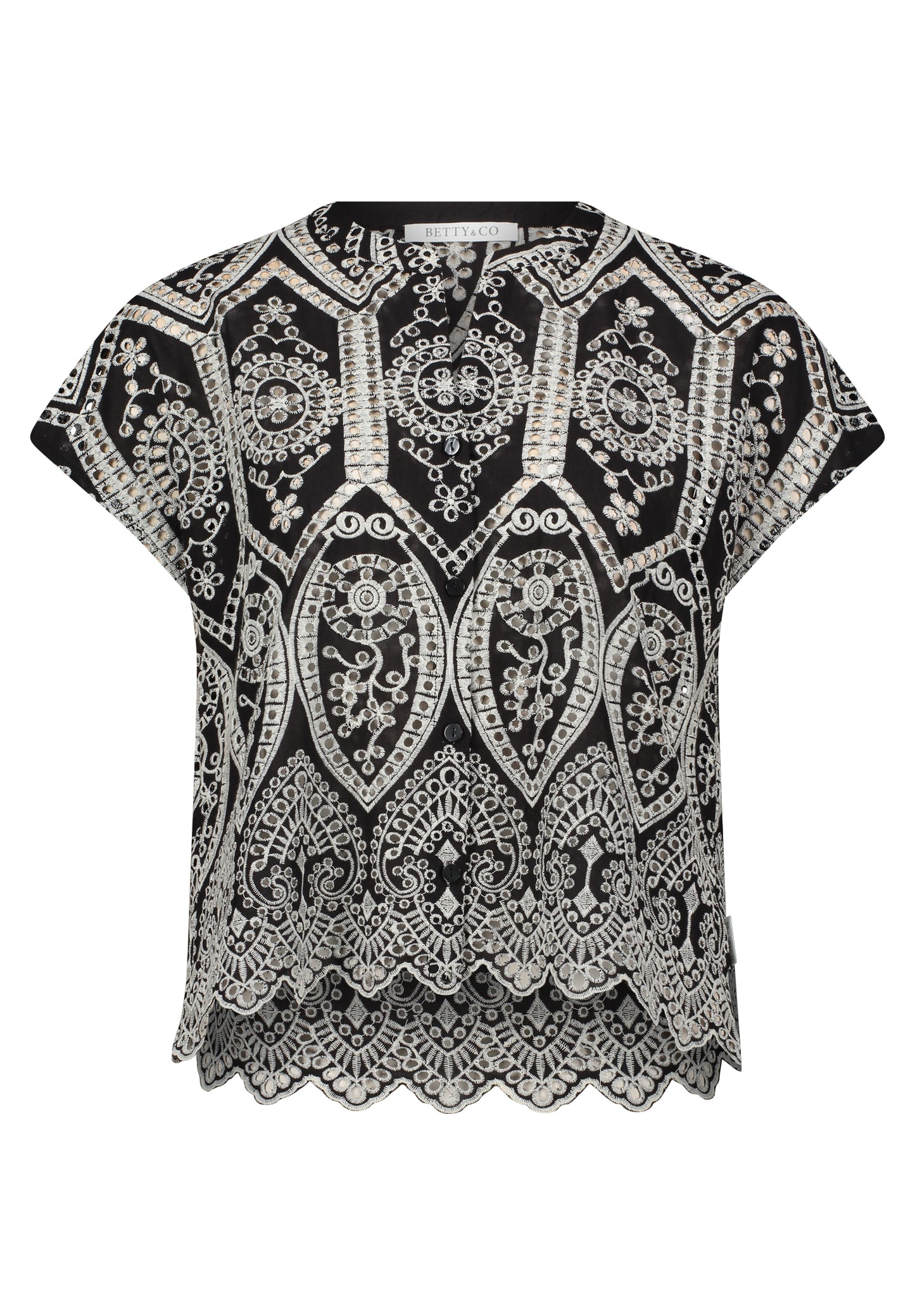 Bluse Kurz 1/2 Arm Black/Cream Bild 1