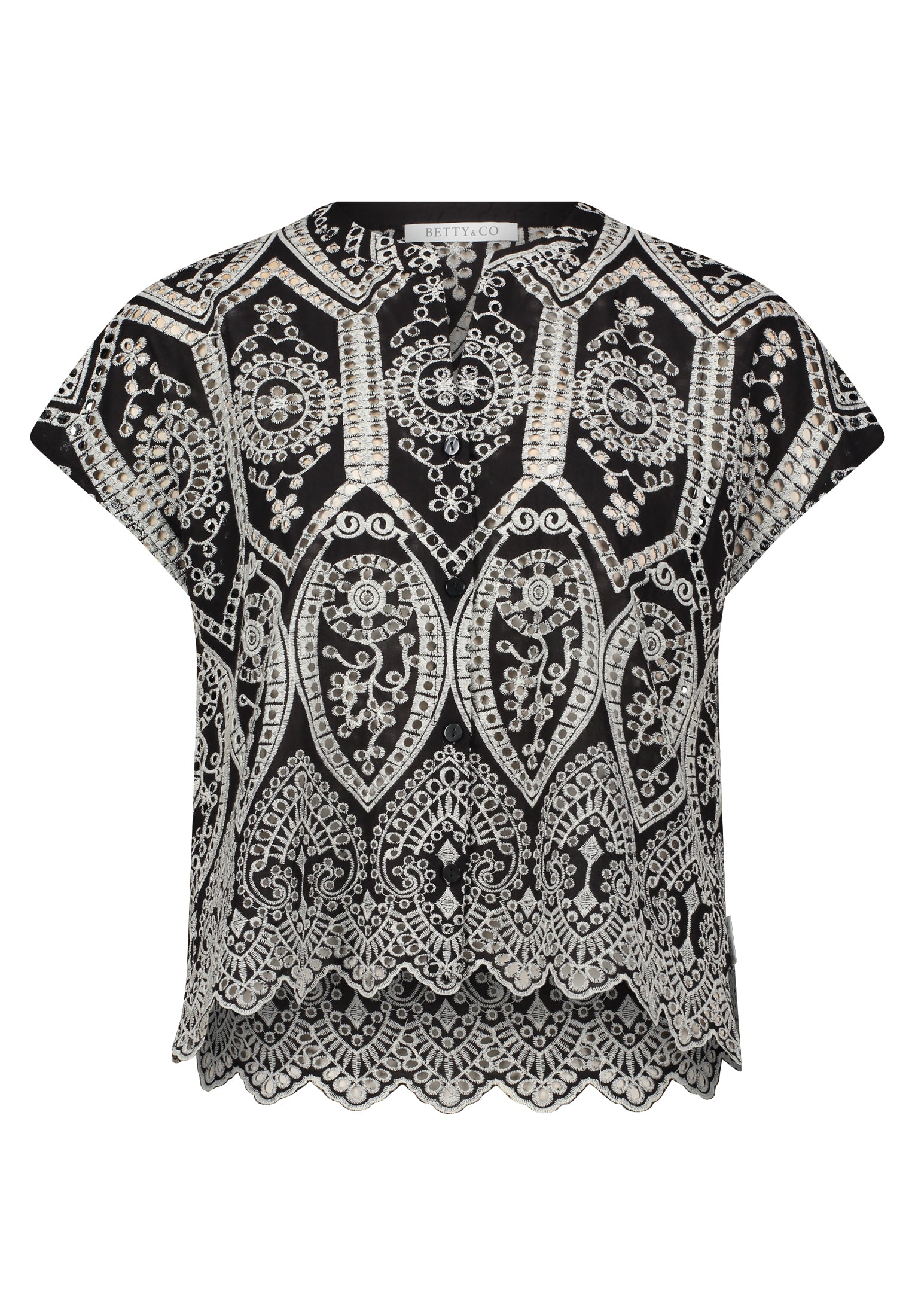 Bluse Kurz 1/2 Arm Black/Cream Bild 1