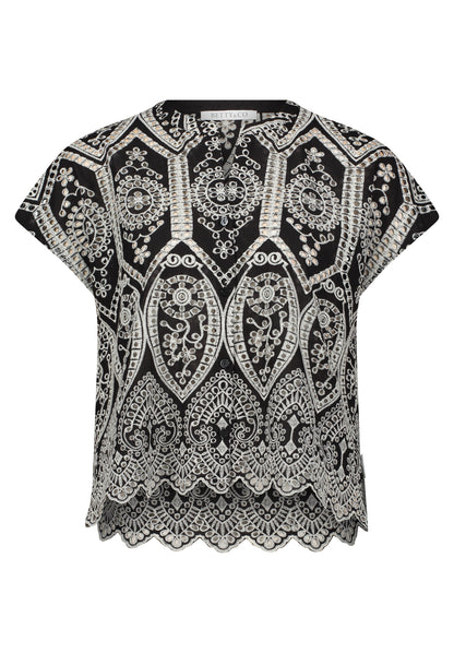 Bluse Kurz 1/2 Arm Black/Cream Bild 1