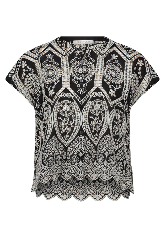 Bluse Kurz 1/2 Arm Black/Cream Bild 1