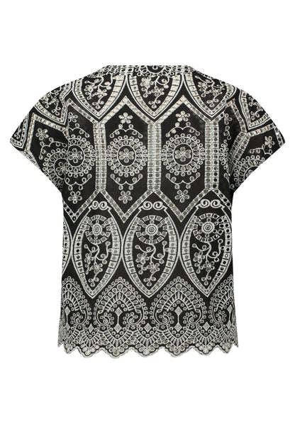 Bluse Kurz 1/2 Arm Black/Cream Bild 2