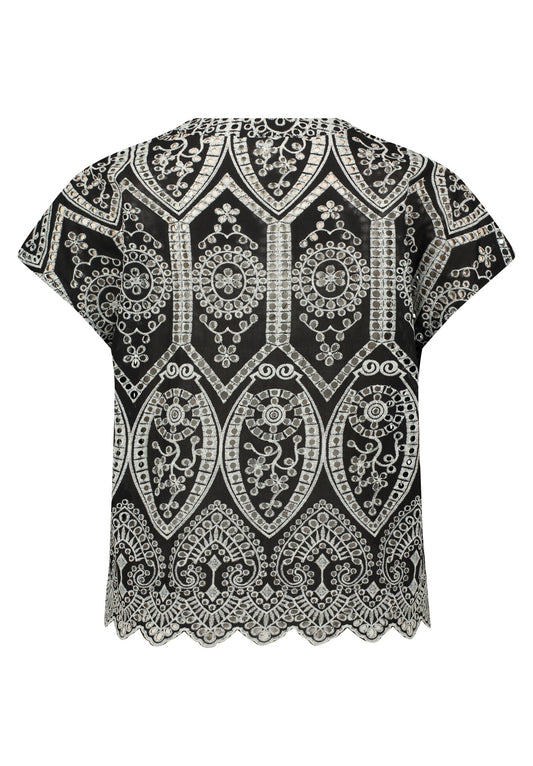 Bluse Kurz 1/2 Arm Black/Cream Bild 2