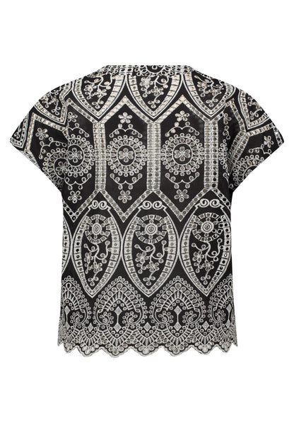 Bluse Kurz 1/2 Arm Black/Cream Bild 2