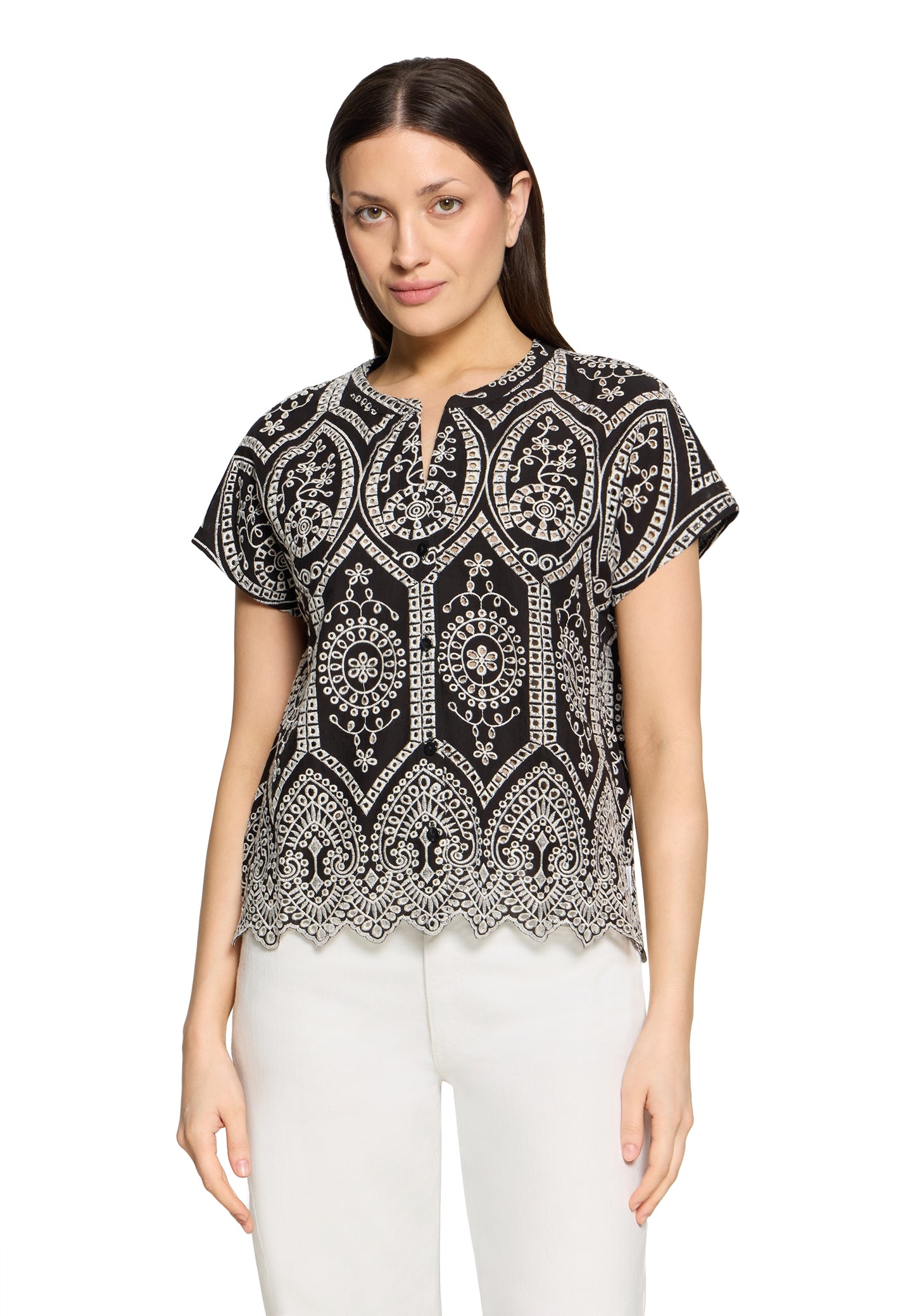 Bluse Kurz 1/2 Arm Black/Cream Bild 3