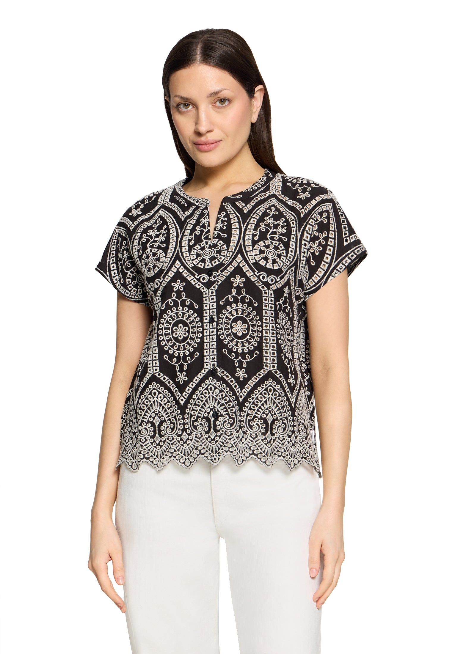 Bluse Kurz 1/2 Arm Black/Cream Bild 3