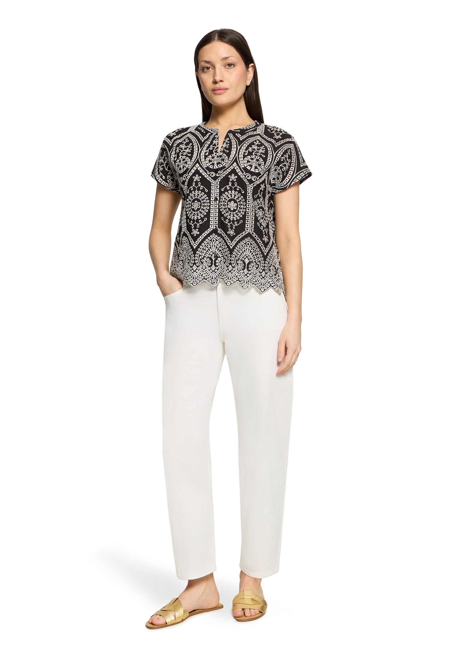 Bluse Kurz 1/2 Arm Black/Cream Bild 5