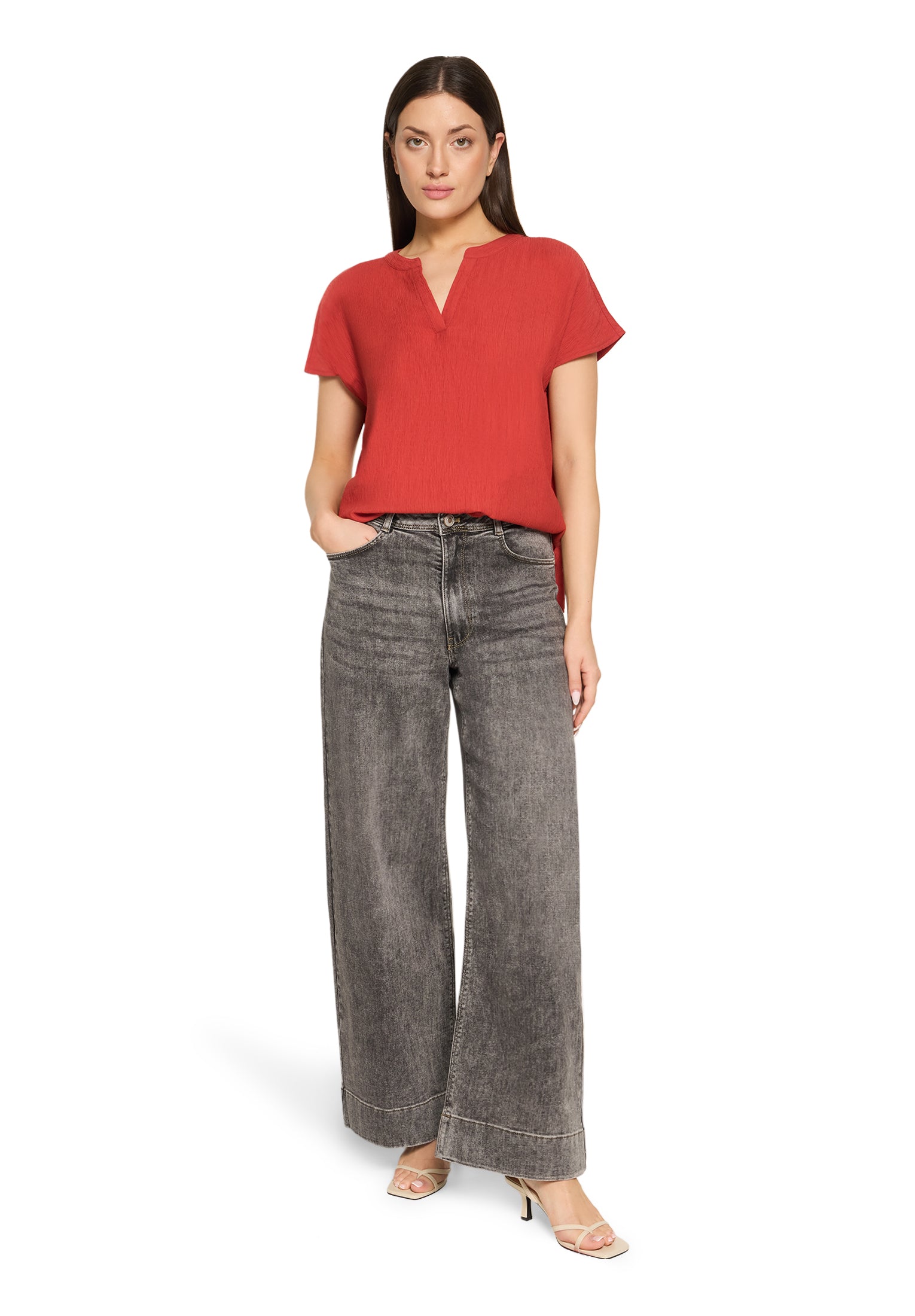 Bluse Kurz 1/2 Arm Rust Red Bild 5
