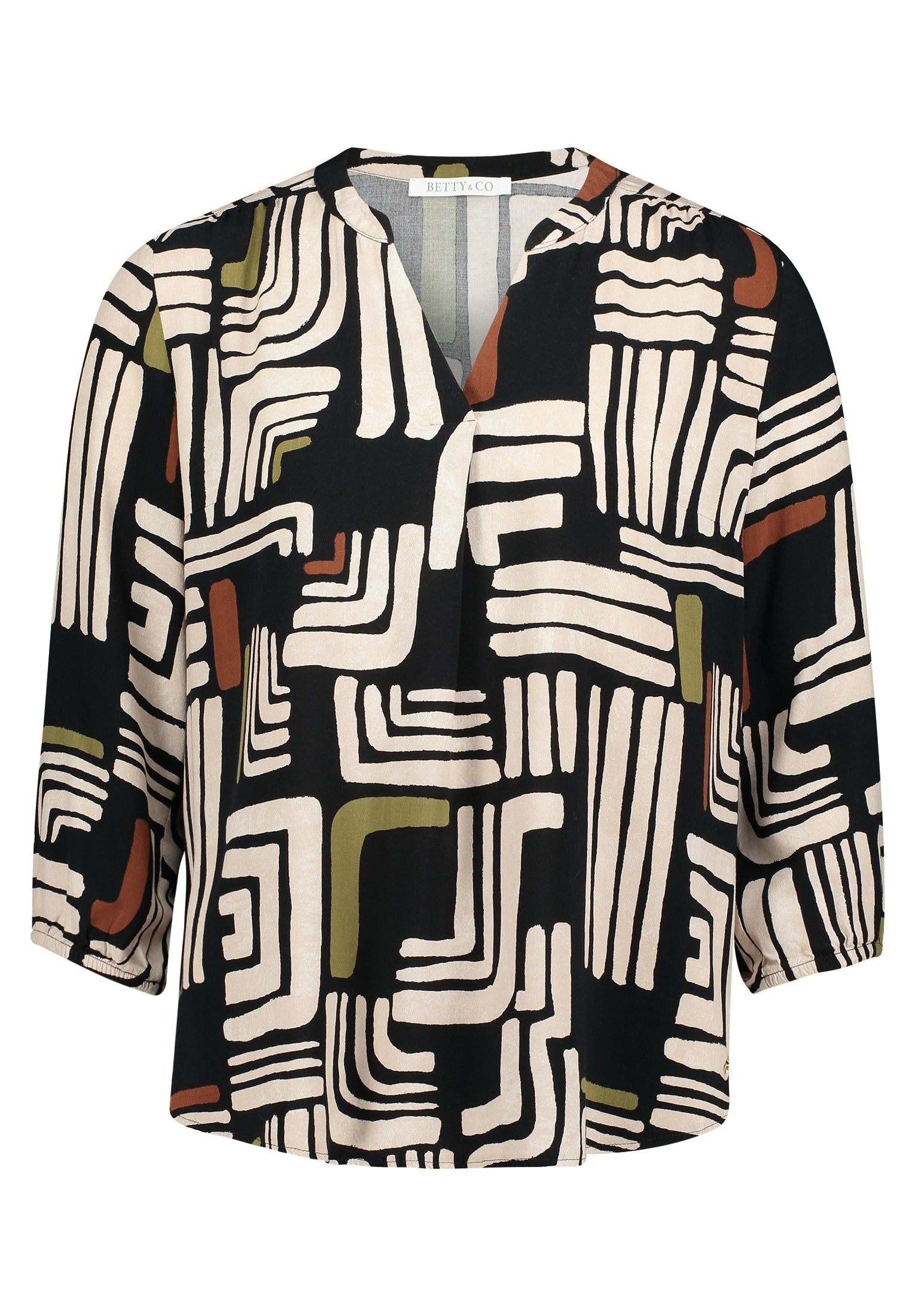 Bluse Kurz 3/4 Arm Black/Cream Bild 1