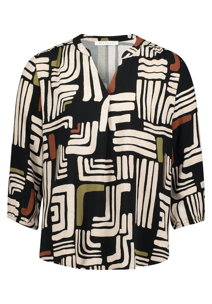 Bluse Kurz 3/4 Arm Black/Cream Bild 1