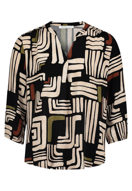Bluse Kurz 3/4 Arm Black/Cream Bild 1