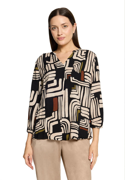 Bluse Kurz 3/4 Arm Black/Cream Bild 3
