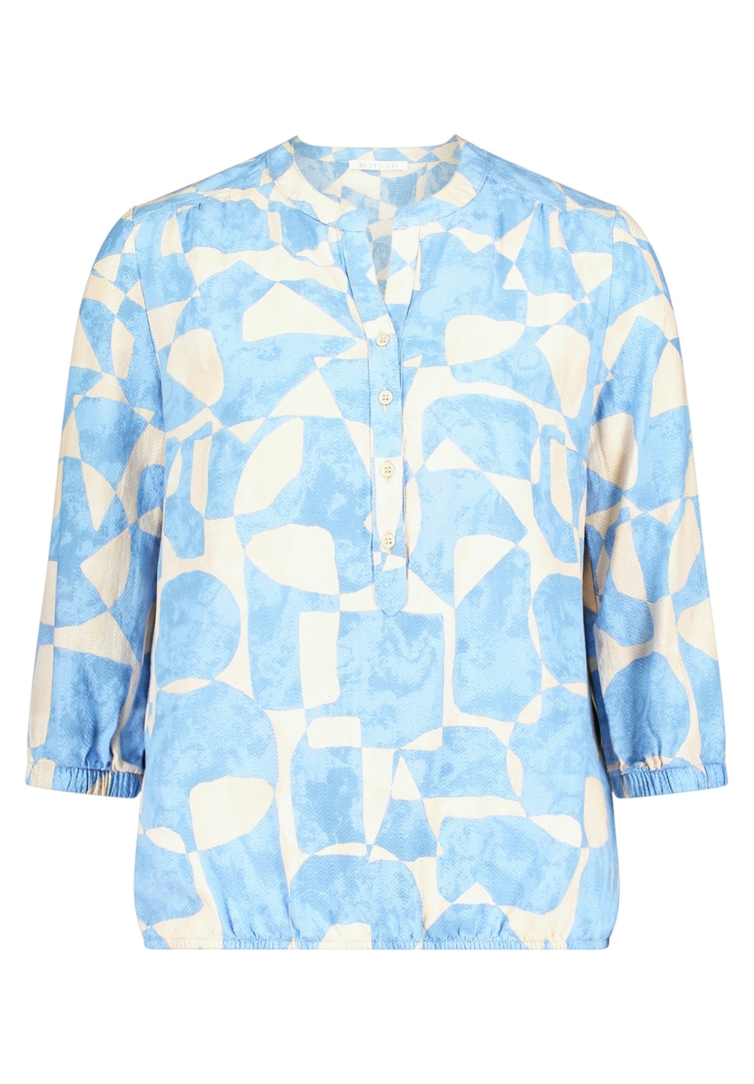 Bluse Kurz 3/4 Arm Blue/Cream Bild 1