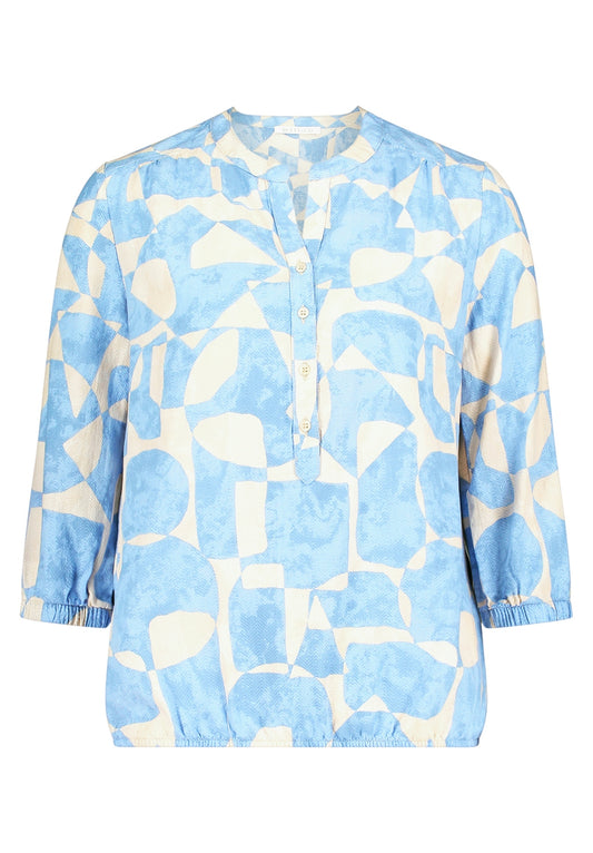 Bluse Kurz 3/4 Arm Blue/Cream Bild 1