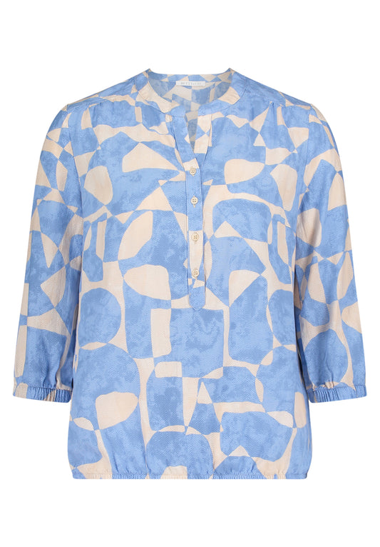 Bluse Kurz 3/4 Arm Blue/Cream Bild 1