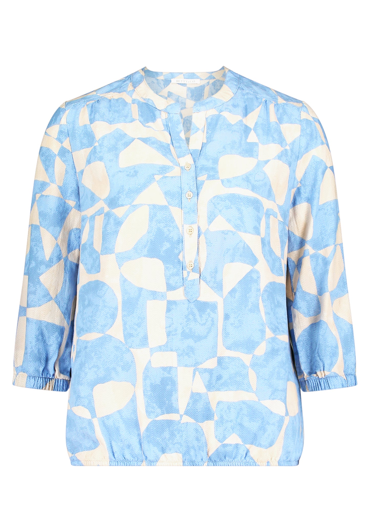 Bluse Kurz 3/4 Arm Blue/Cream Bild 1