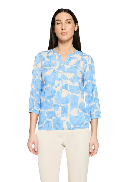 Bluse Kurz 3/4 Arm Blue/Cream Bild 3
