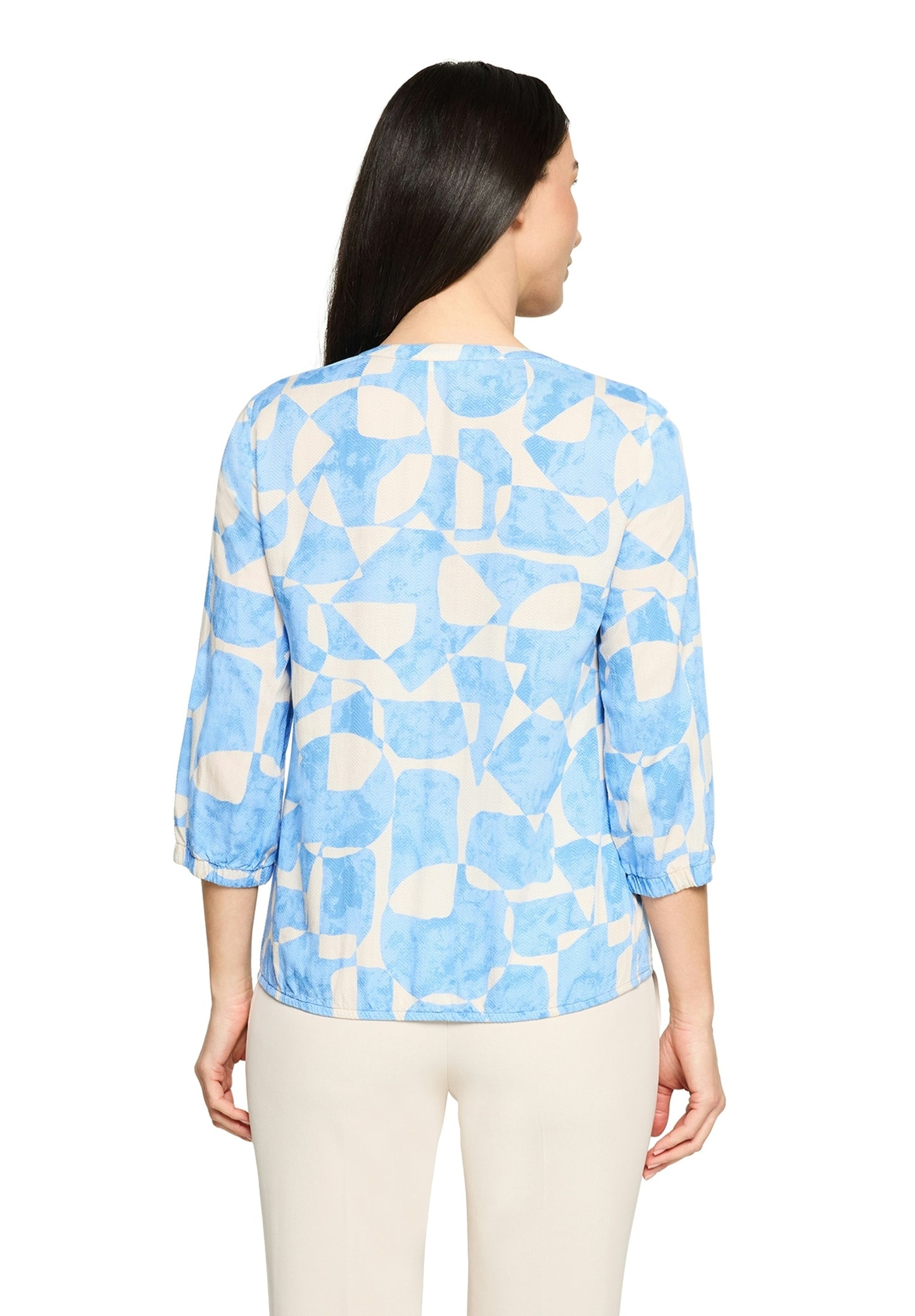Bluse Kurz 3/4 Arm Blue/Cream Bild 4