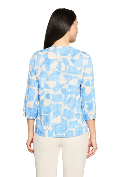 Bluse Kurz 3/4 Arm Blue/Cream Bild 4