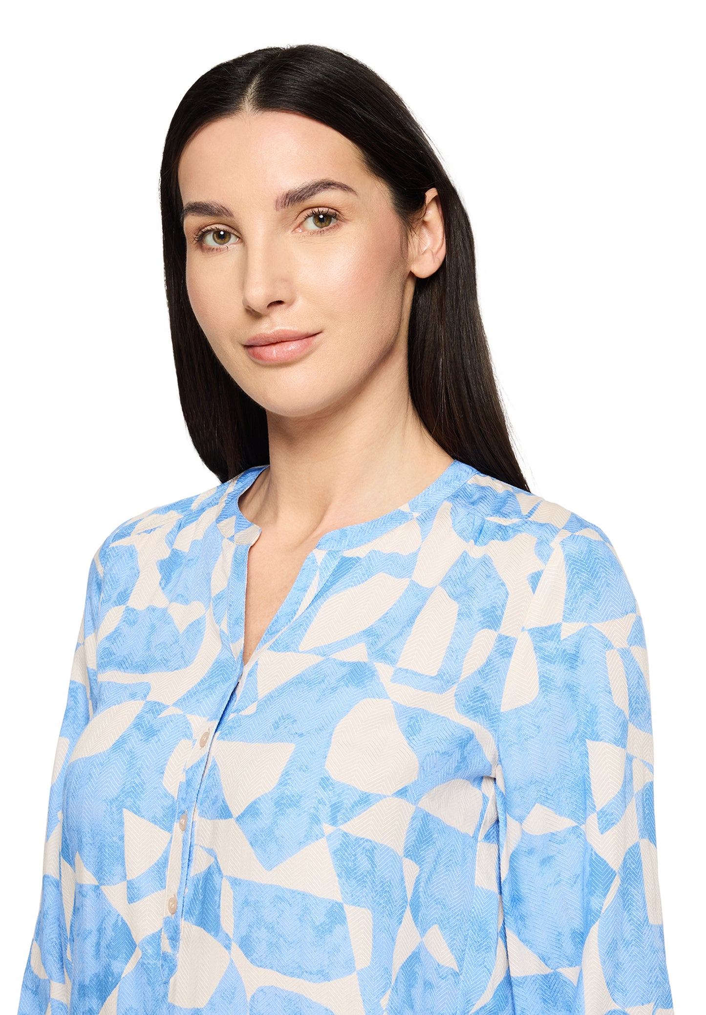 Bluse Kurz 3/4 Arm Blue/Cream Bild 6