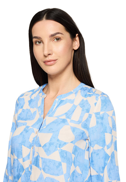 Bluse Kurz 3/4 Arm Blue/Cream Bild 6