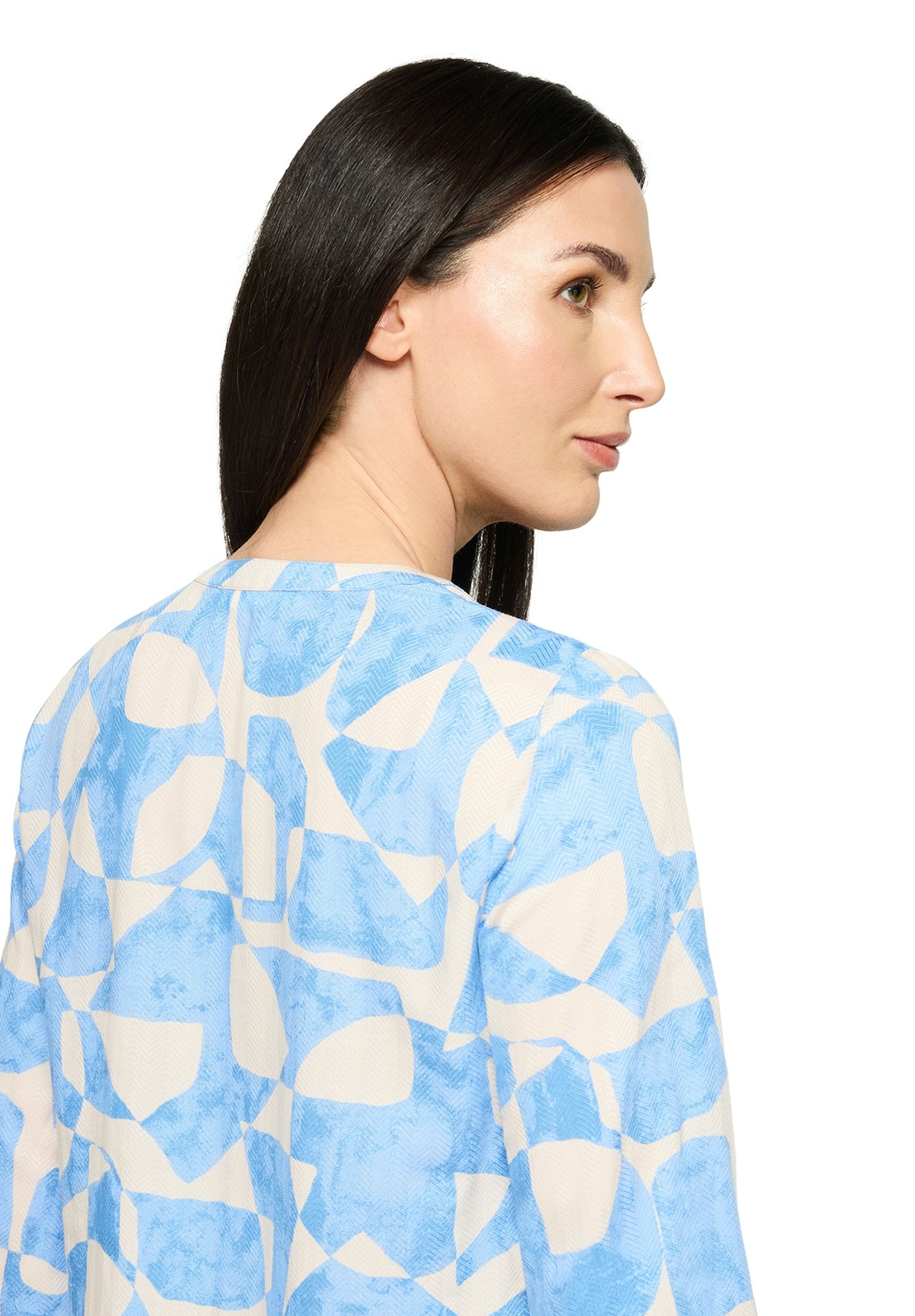 Bluse Kurz 3/4 Arm Blue/Cream Bild 7