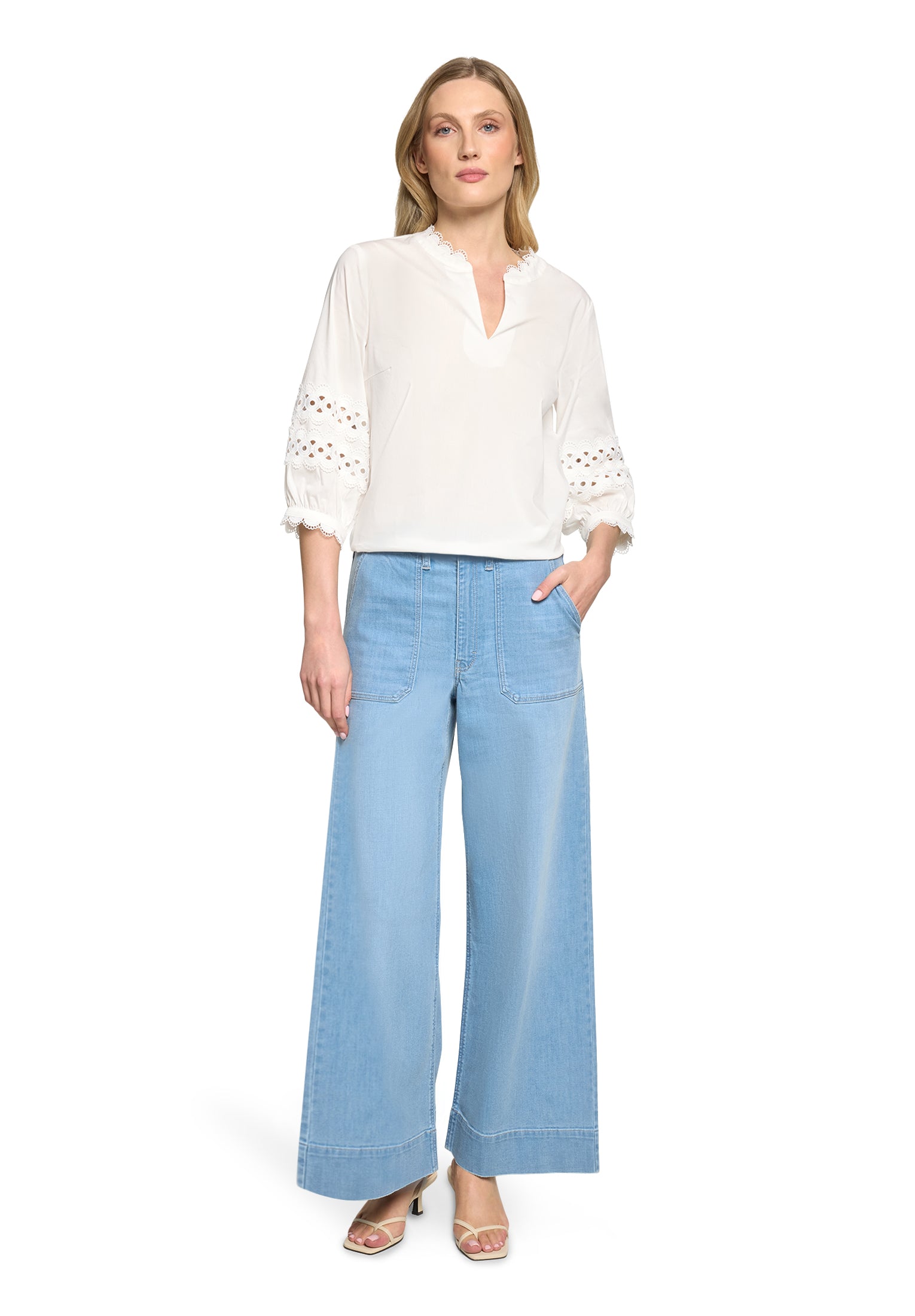 Bluse Kurz 3/4 Arm Bright White Bild 5