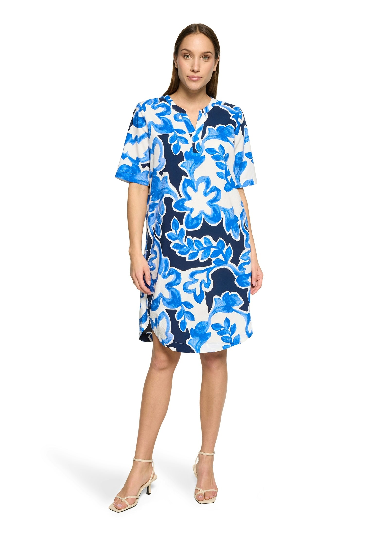 Kleid Lang 1/2 Arm Cream/Dark Blue Bild 3
