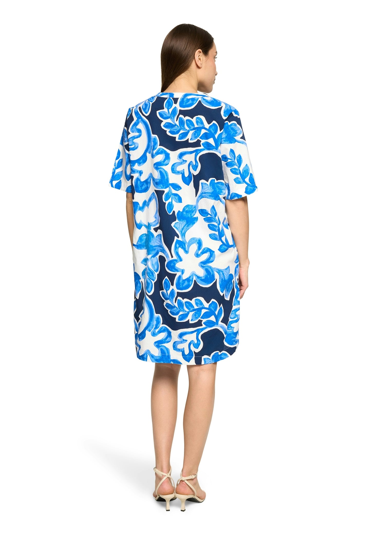 Kleid Lang 1/2 Arm Cream/Dark Blue Bild 4