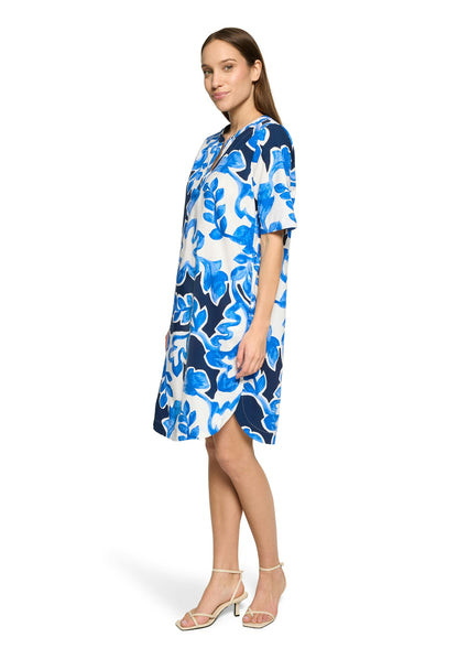 Kleid Lang 1/2 Arm Cream/Dark Blue Bild 5