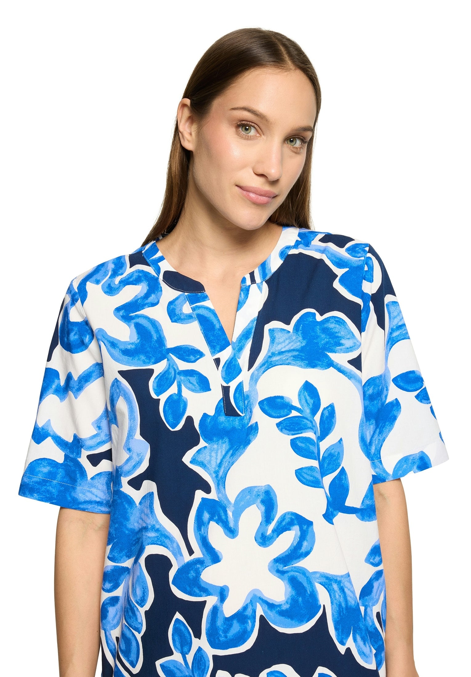 Kleid Lang 1/2 Arm Cream/Dark Blue Bild 6