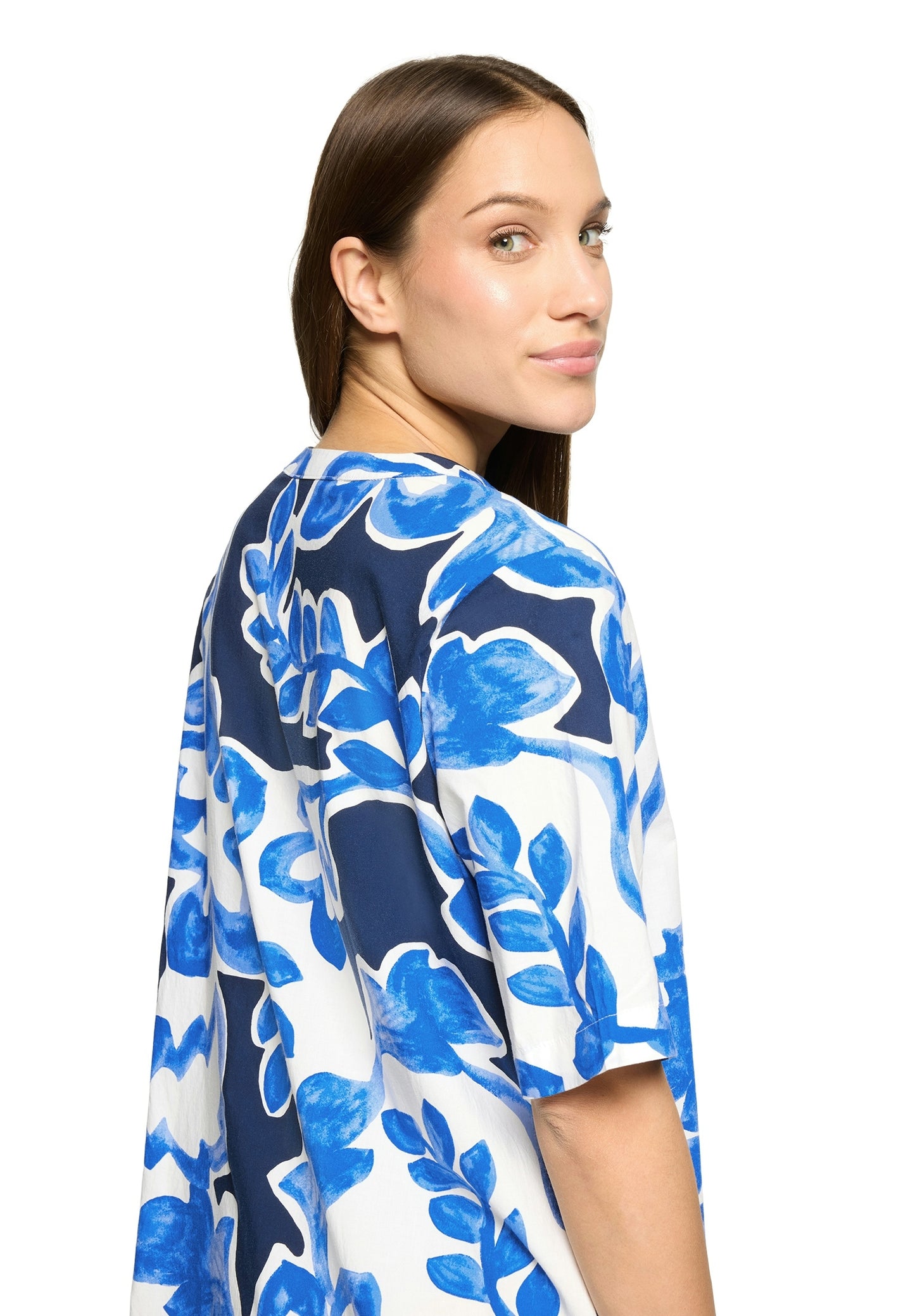 Kleid Lang 1/2 Arm Cream/Dark Blue Bild 7