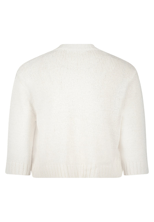 Strickjacke Kurz 3/4 Arm Offwhite Bild 2