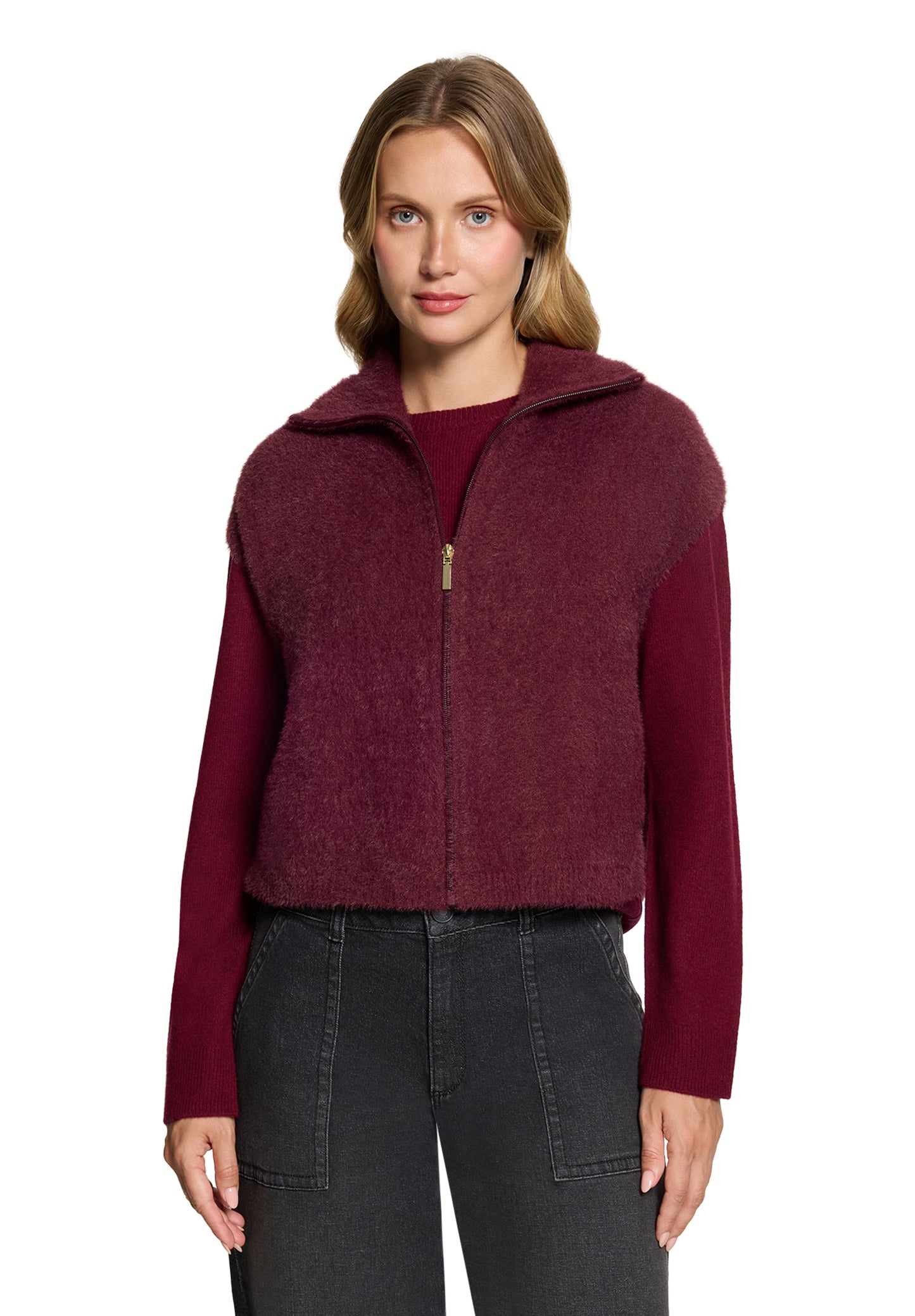 Strickjacke Kurz ohne Arm Fall Burgundy Bild 3