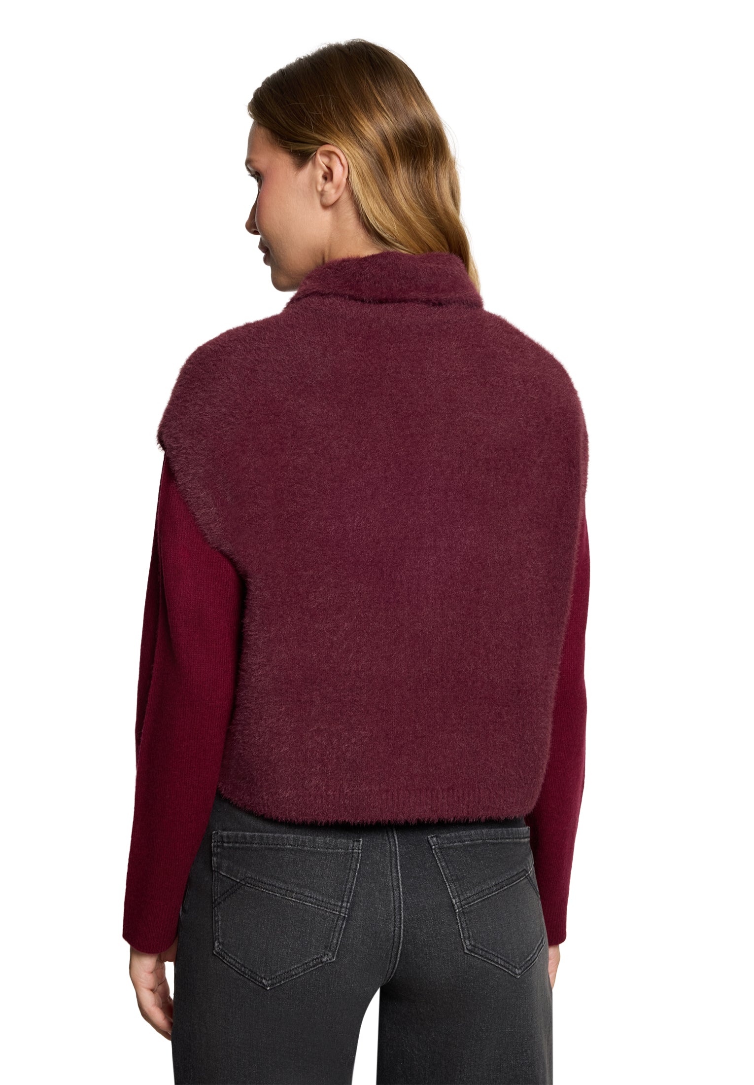 Strickjacke Kurz ohne Arm Fall Burgundy Bild 4