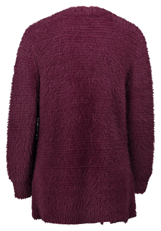 Strickjacke Lang 1/1 Arm Dark Aubergine Bild 2