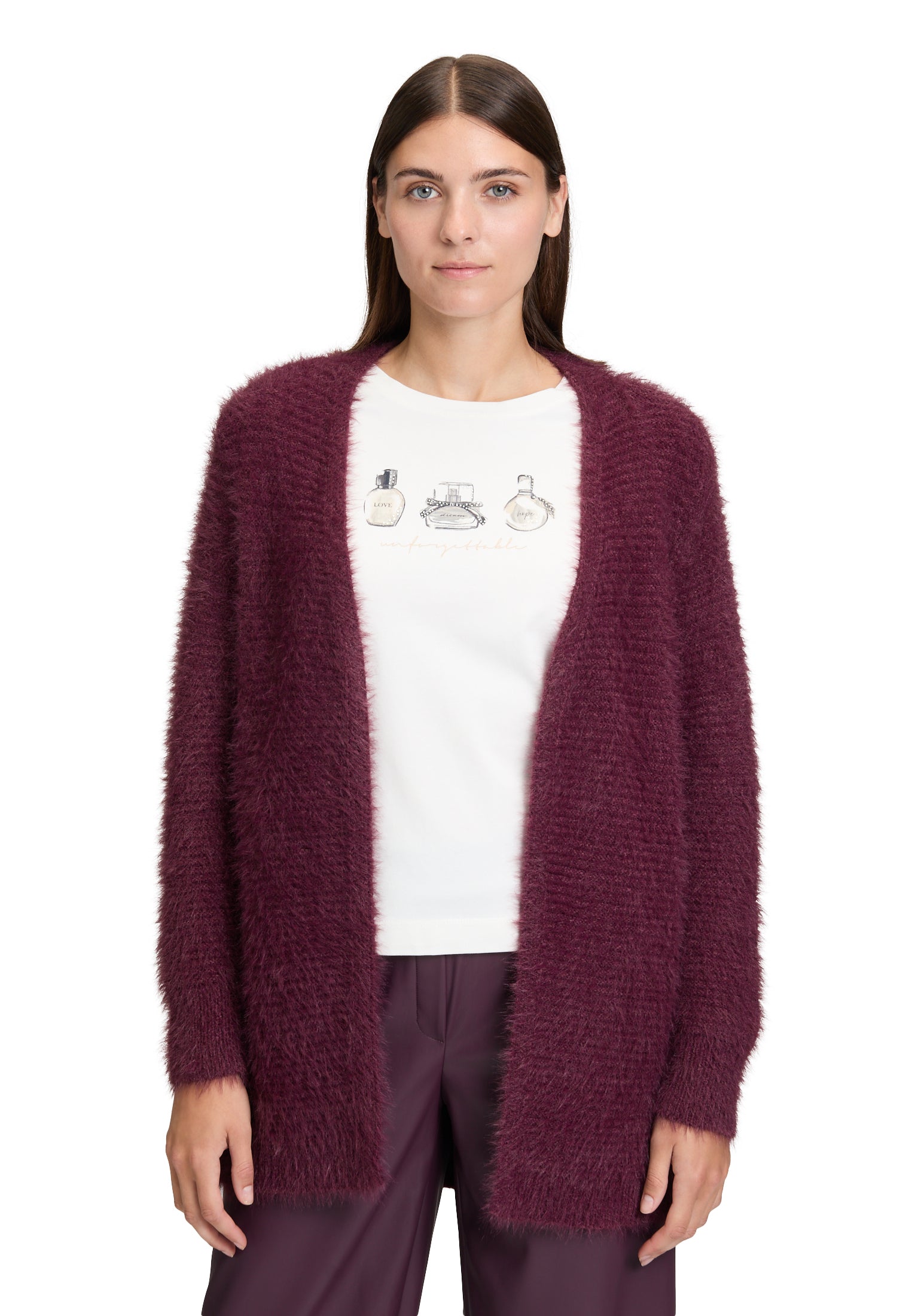 Strickjacke Lang 1/1 Arm Dark Aubergine Bild 3