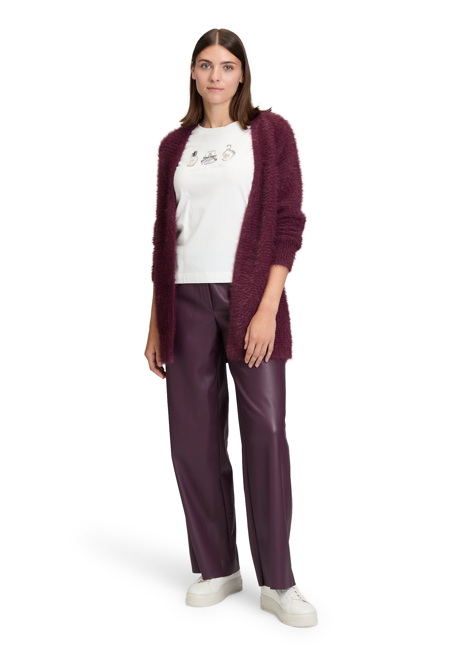 Strickjacke Lang 1/1 Arm Dark Aubergine Bild 5