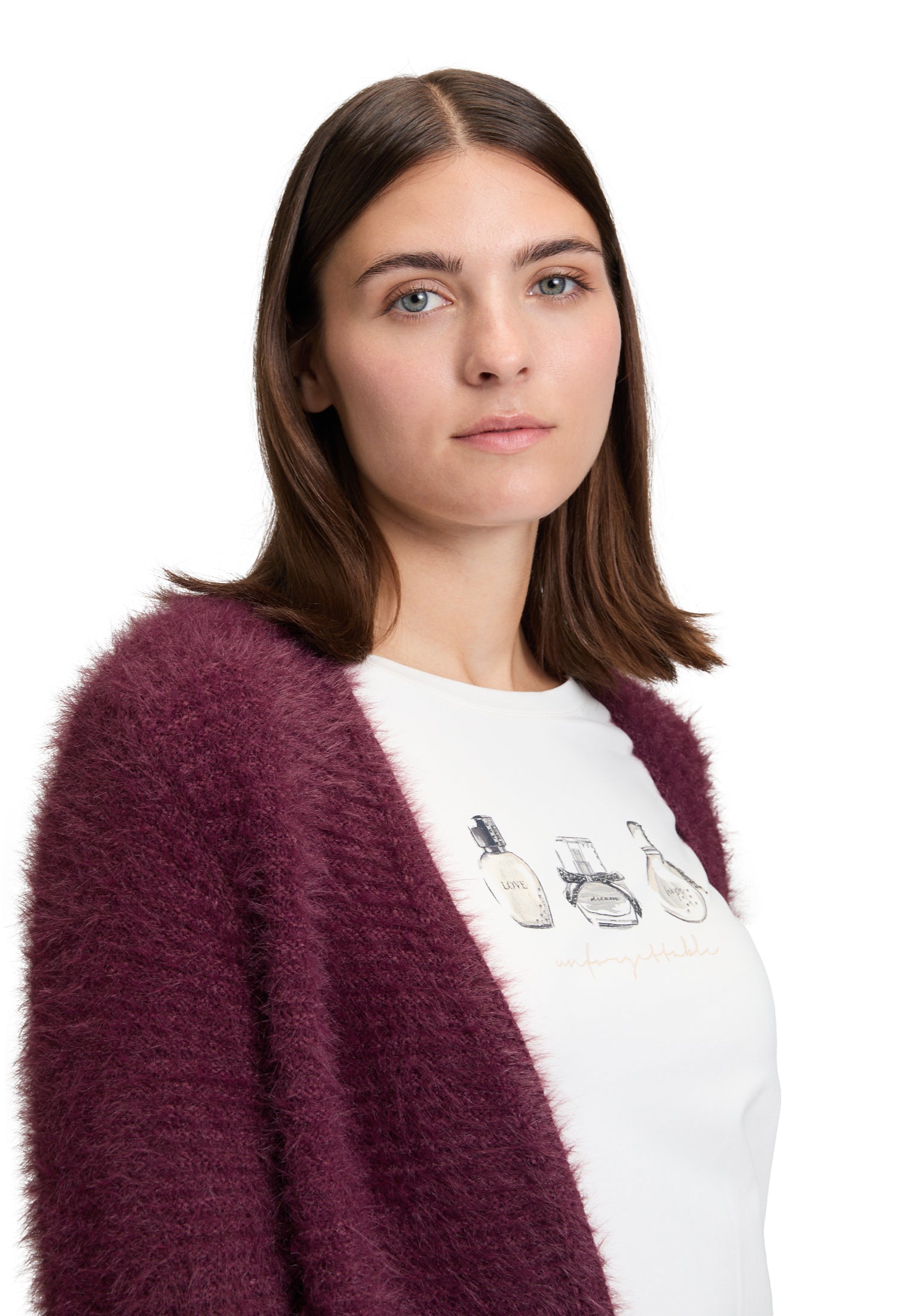 Strickjacke Lang 1/1 Arm Dark Aubergine Bild 6