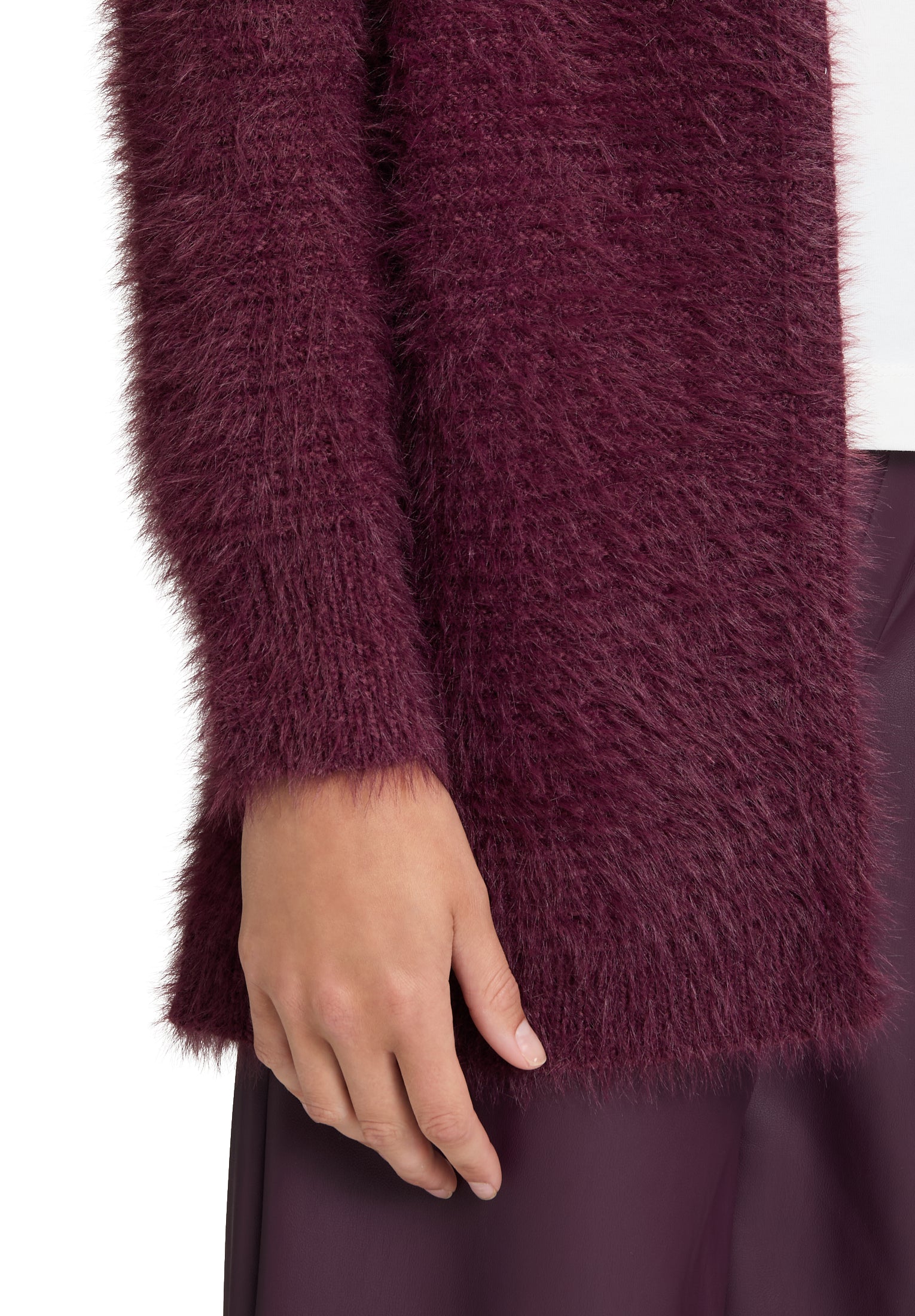 Strickjacke Lang 1/1 Arm Dark Aubergine Bild 7
