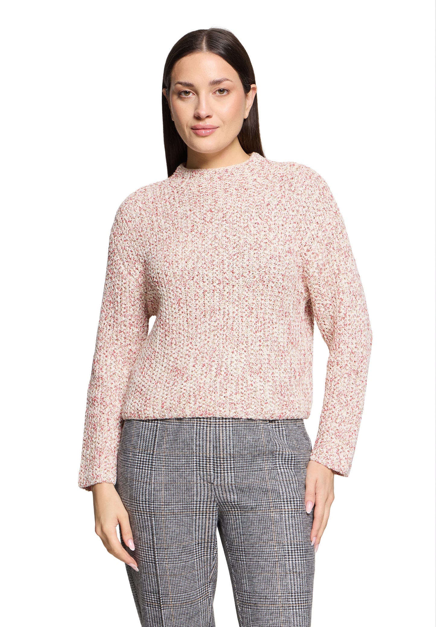 Strickpullover Kurz 1/1 Arm Nature/Red Bild 2