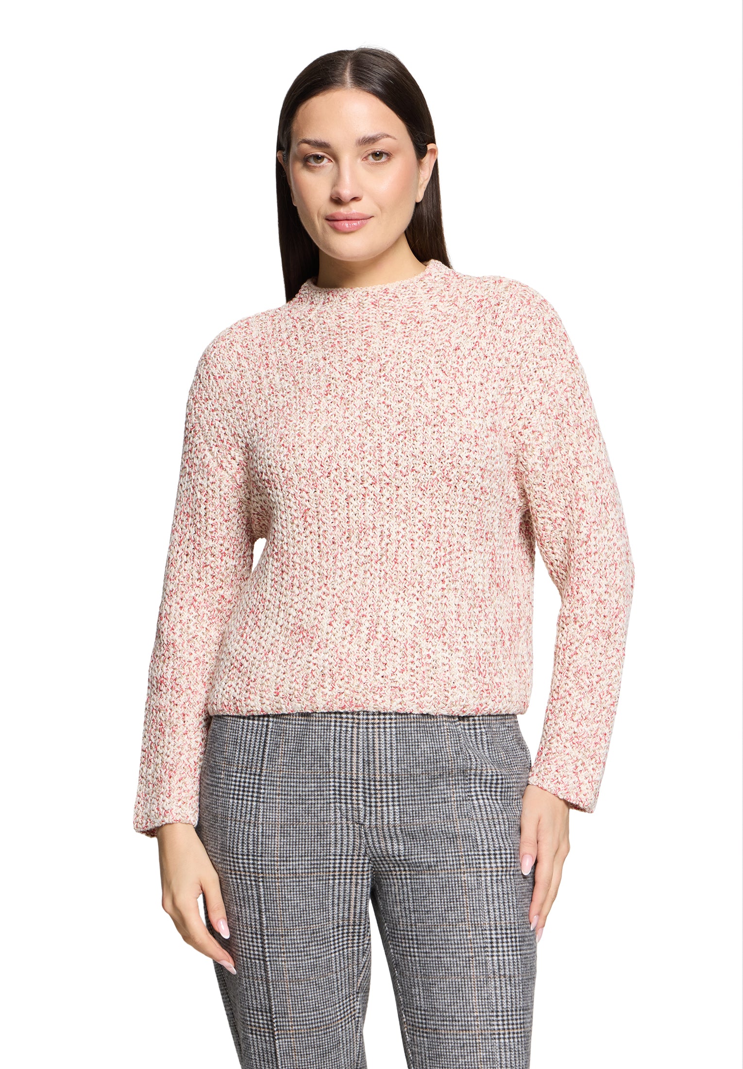 Strickpullover Kurz 1/1 Arm Nature/Red Bild 2