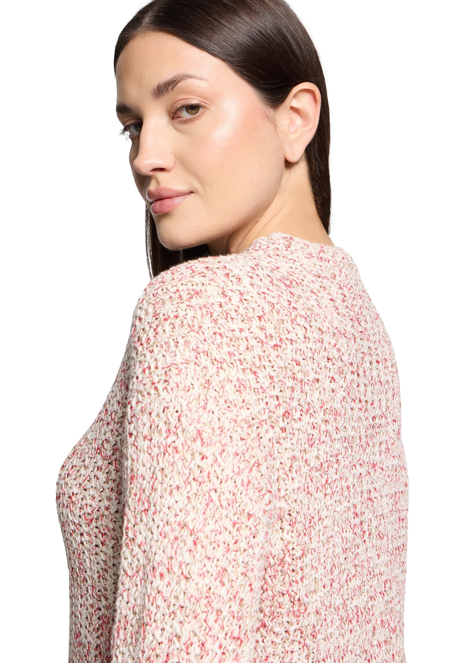 Strickpullover Kurz 1/1 Arm Nature/Red Bild 6